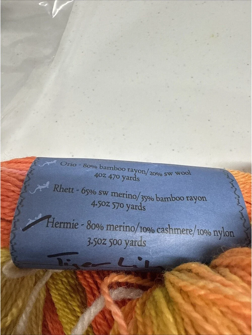Lizard Toes Art ‘Hermie’ Yarn Colors Night Splash & Tiger Lily 2 Skein Lot